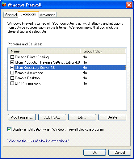 Image:Firewall Configuration  - Windows XP